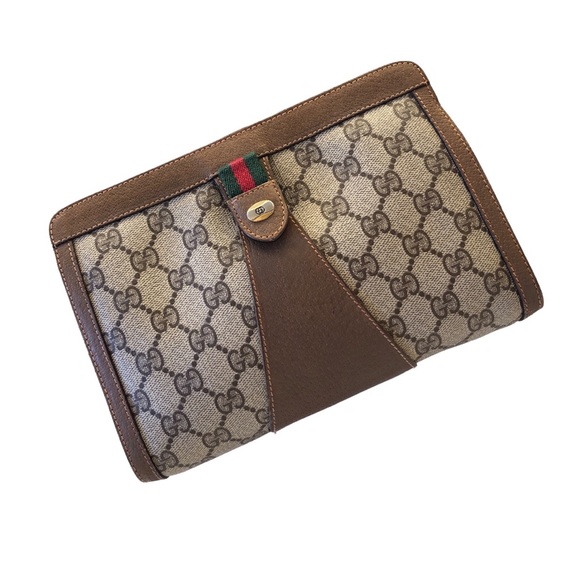 Gucci Sherry Line GG Clutch Canvas Leather Pouch Monogram Mega Multi-Host Pick! - Picture 7 of 17